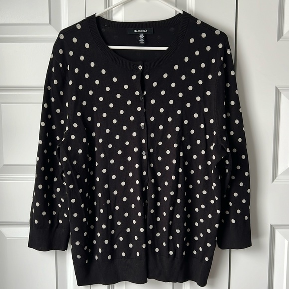 Ellen Tracy Sweaters - ELLEN TRACY // POLKA DOT CARDIGAN